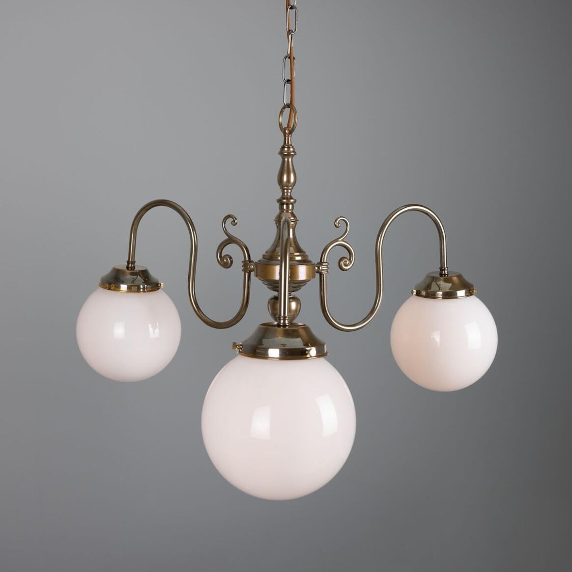 Eldron Traditional Chandelier with Opal Globes, Three-Arm 33.5" IP20 main product image