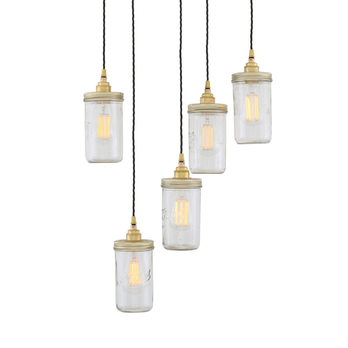 Jam Jar Pendant Cluster, Five Light 9.75" IP20 main product image