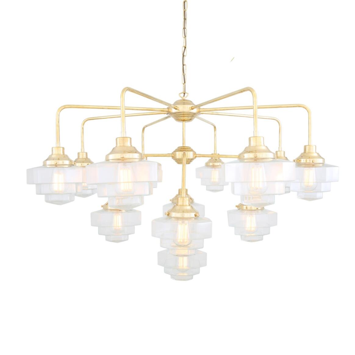 Siena Art Deco Three-Tier 13-Light Brass Chandelier 49.5" IP20 main product image
