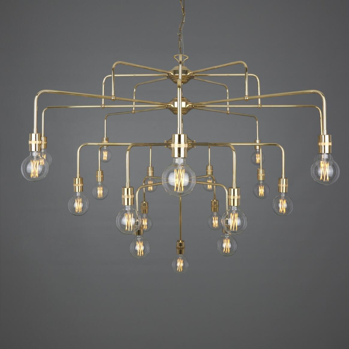 Pisa Four-Tier Bare Bulb Brass Chandelier, 21-Light main product image