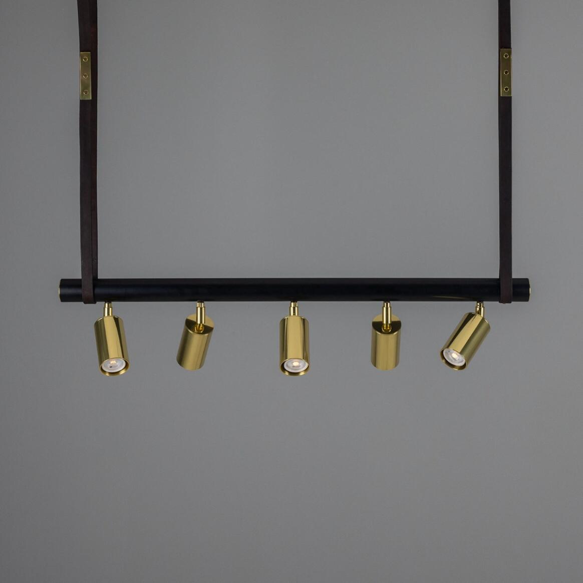 Holmes Linear Island Pendant with Leather Straps, Five-Light 118.7cm IP20 main product image
