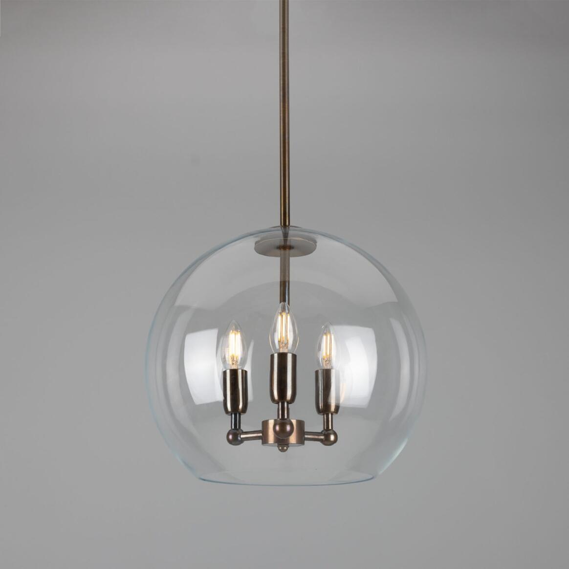 Clermont Modern Mini Chandelier with Open Glass Globe, Three-Light 95cm IP20 main product image