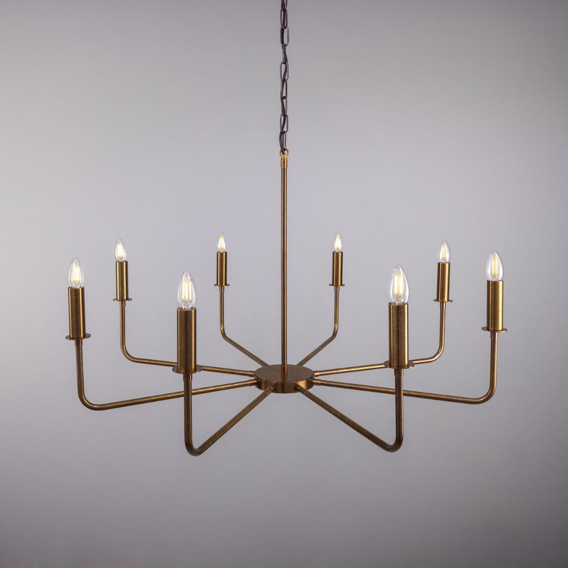 Irvine Modern Brass Chandelier, Eight-Light 59.25" IP20 main product image