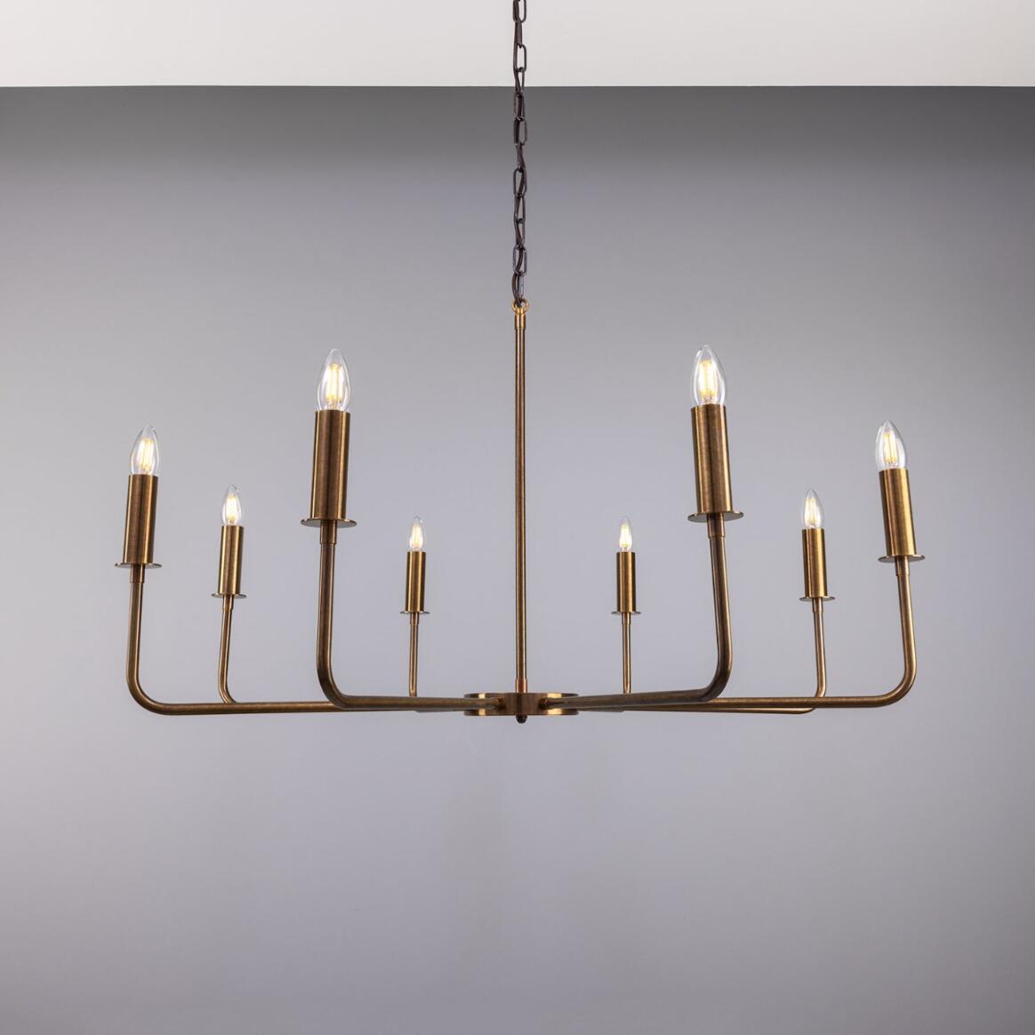 Irvine Modern Brass Chandelier, Eight-Light 150.5cm IP20 | Mullan