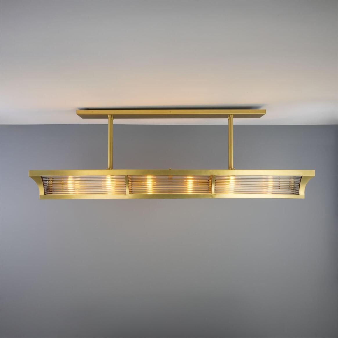 Lestrade Prismatic Linear Brass Island Chandelier 76