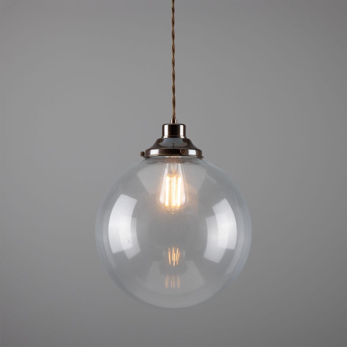 Suspension globe en verre transparent Virginia, 30 cm IP20 main product image