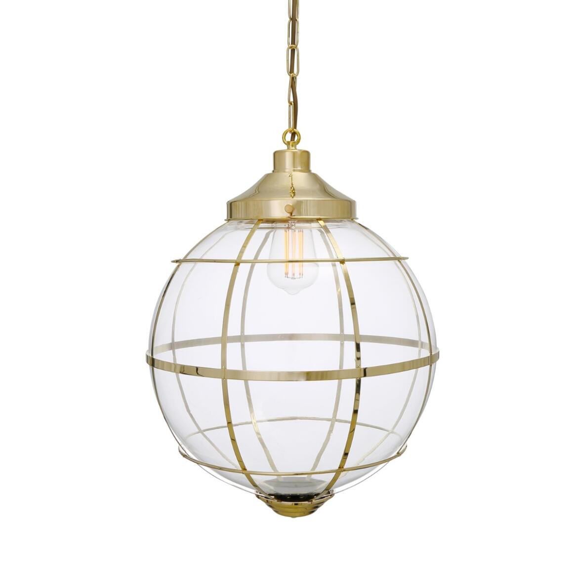 Henlow Brass Cage Glass Globe Pendant Light 13.75" IP20 main product image