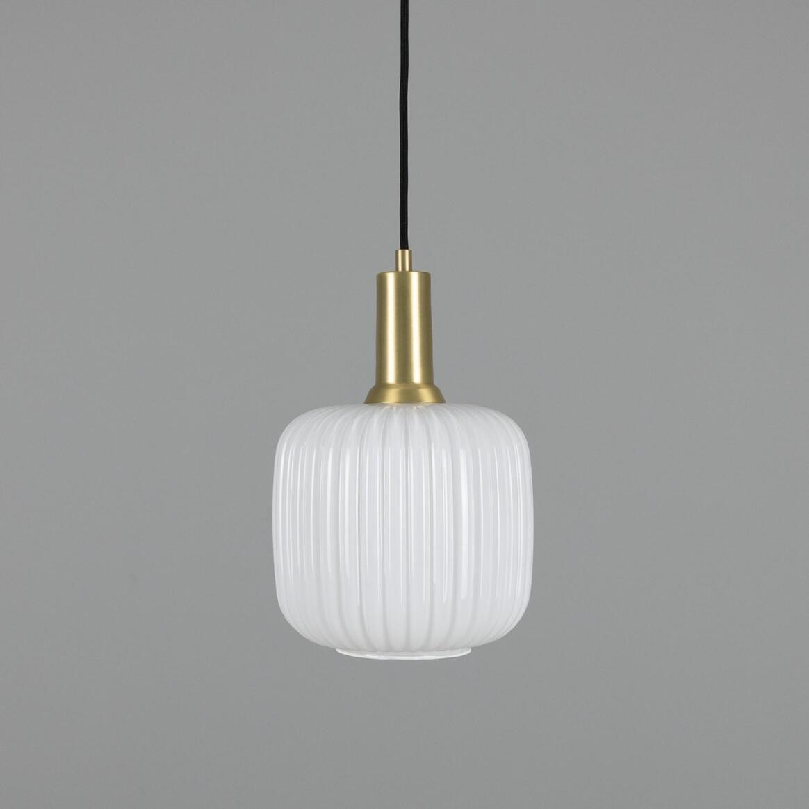 Nahla Reeded Glass and Brass Pendant Clear or Opal 7.75" IP20 main product image