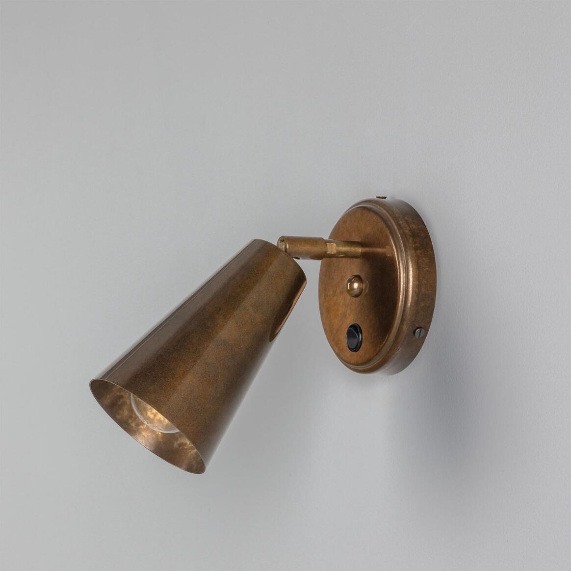 Cashel Adjustable Brass Cone Wall Light with Switch 15cm IP20 main product image