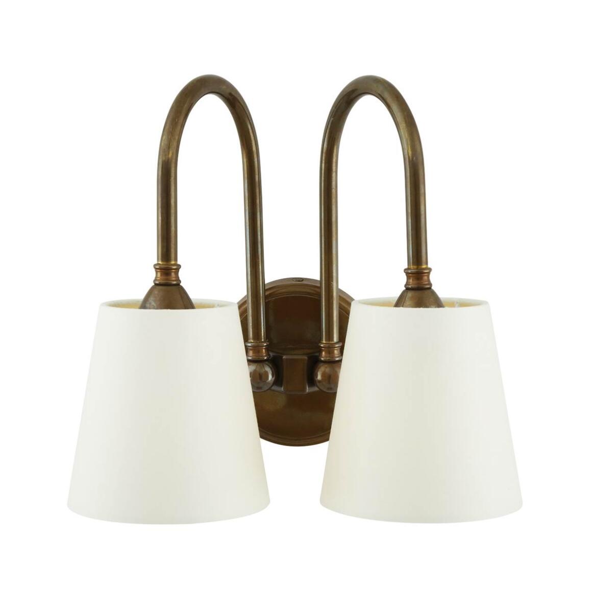Uppsala Two-Arm Brass Wall Sconce with Fabric Shades 11" IP20 main product image