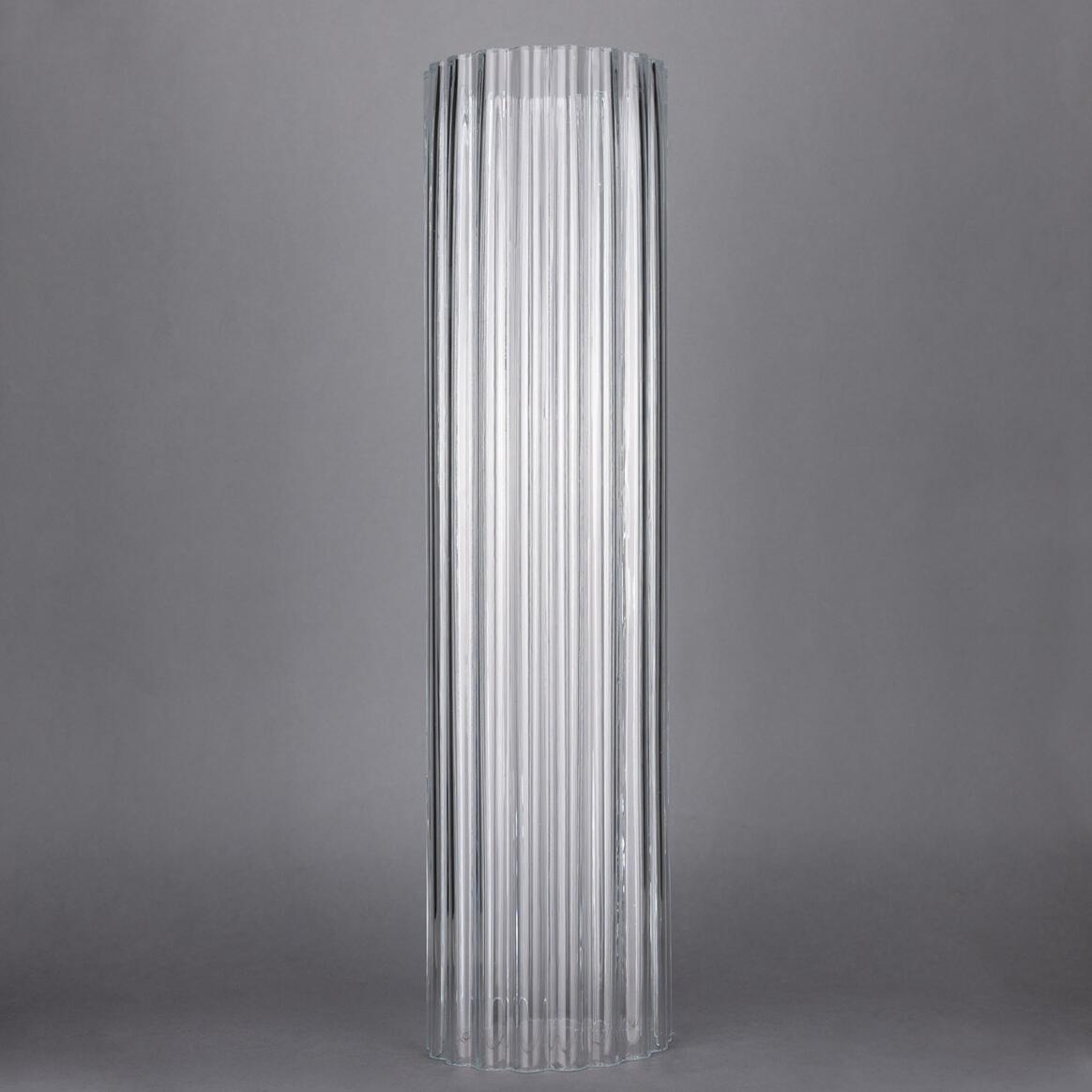 Long abat-jour cylindrique en verre strié 9,6cm main product image