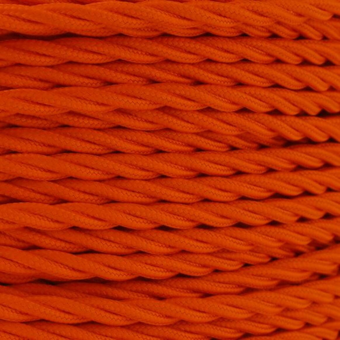 Orange Fabric Braided Cable, 2 Core Twisted main product image