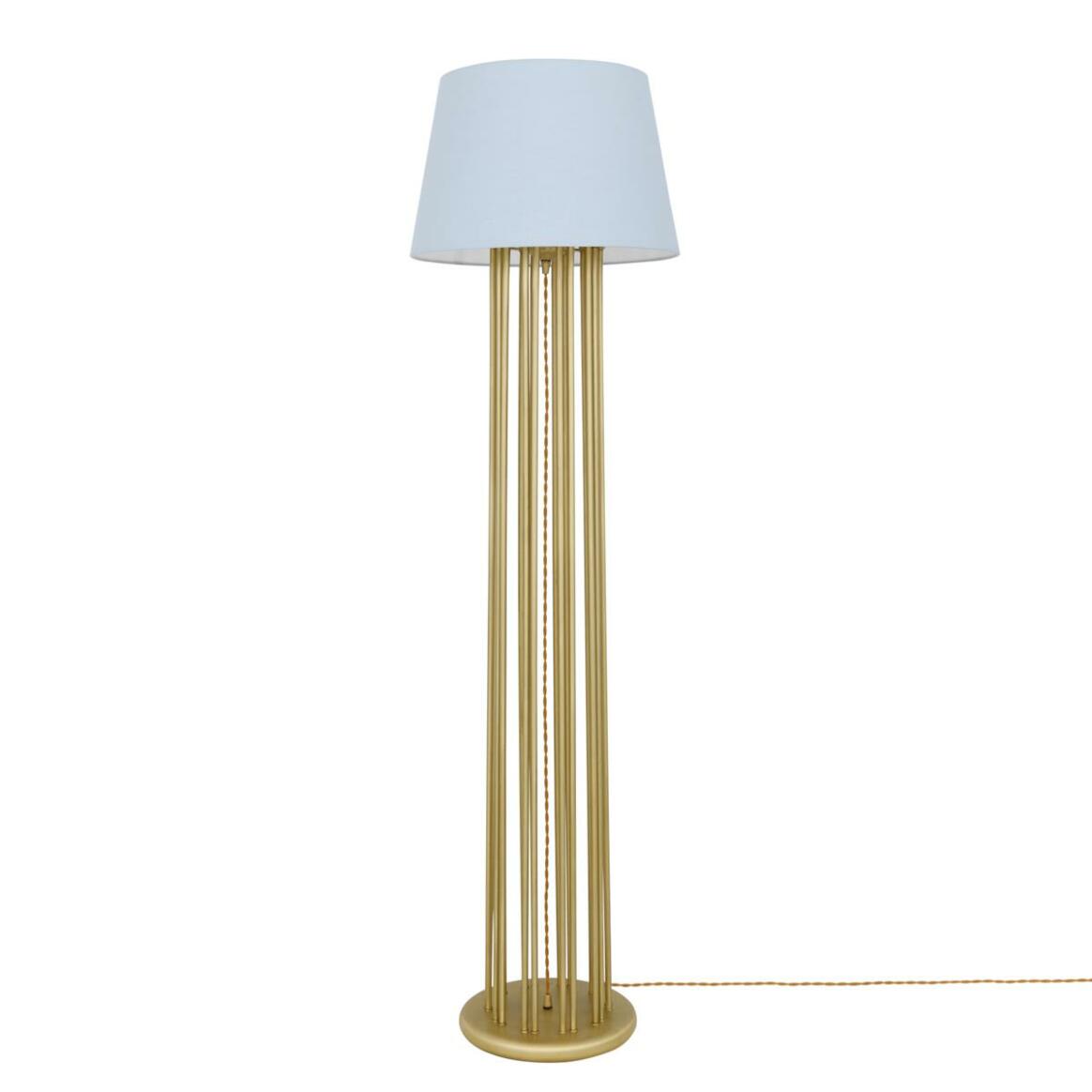 Banjul Contemporary Brass Floor Lamp with Fabric Shade main product image
