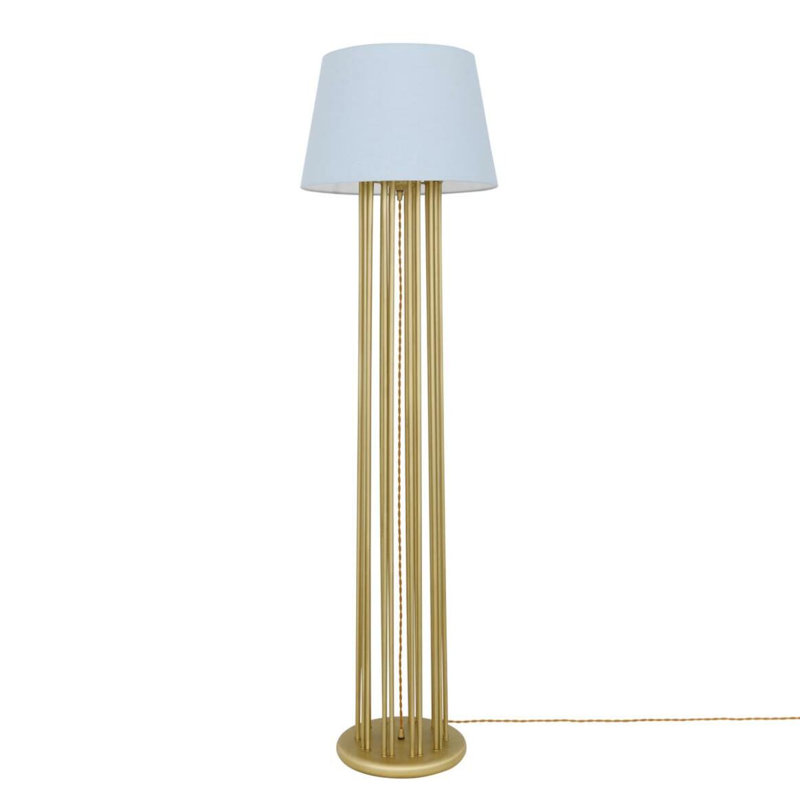 Lampe Banjul sur pied style contemporain en laiton avec abat-jour en tissu main product image