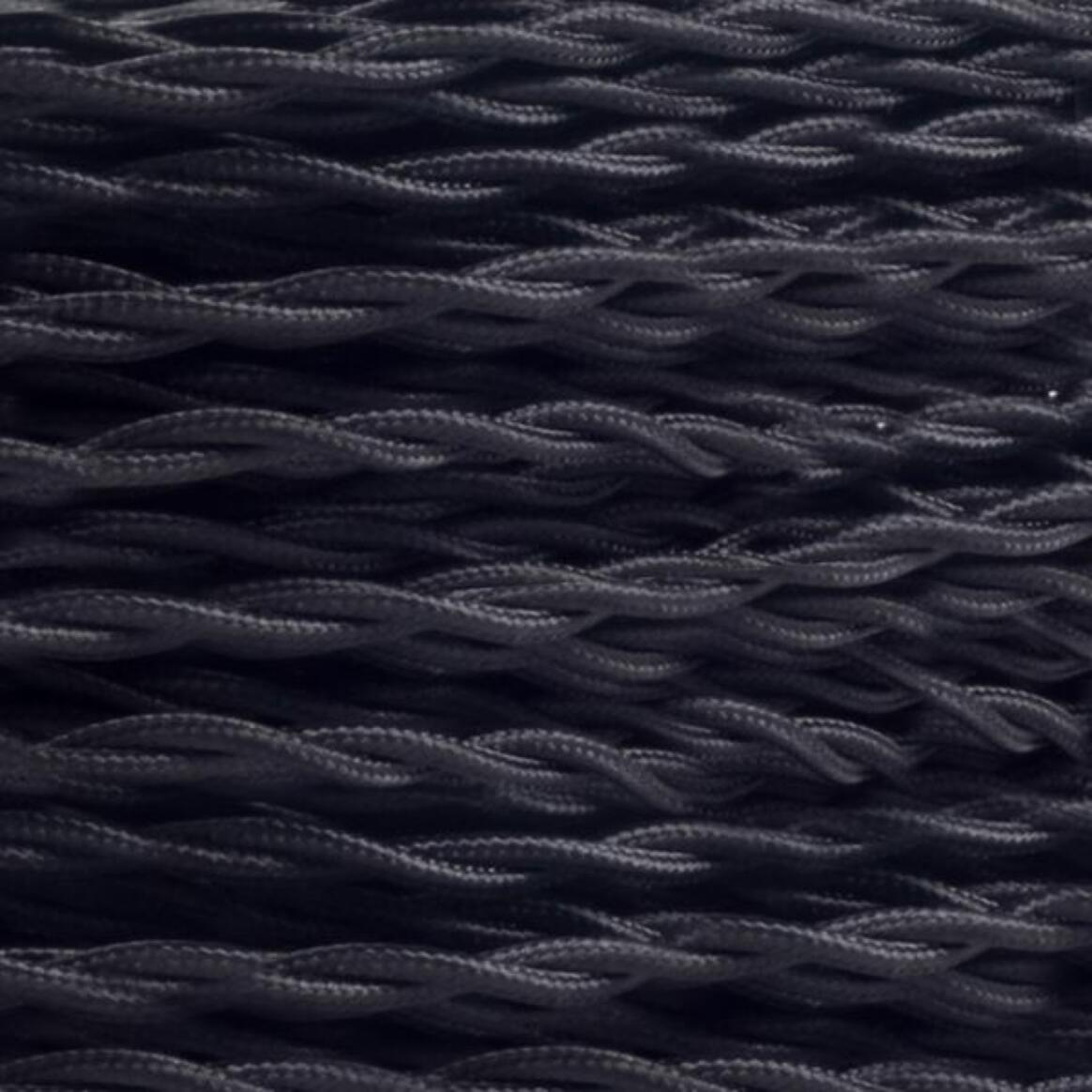 Black Fabric Braided Cable, 2 Core Twisted main product image