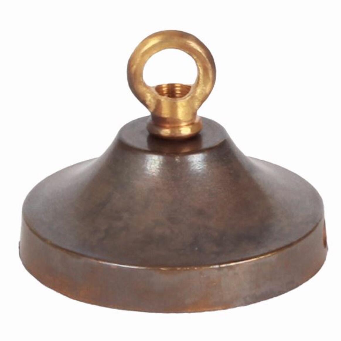 Brass ceiling rose light fitting, concave with closed hook main product image