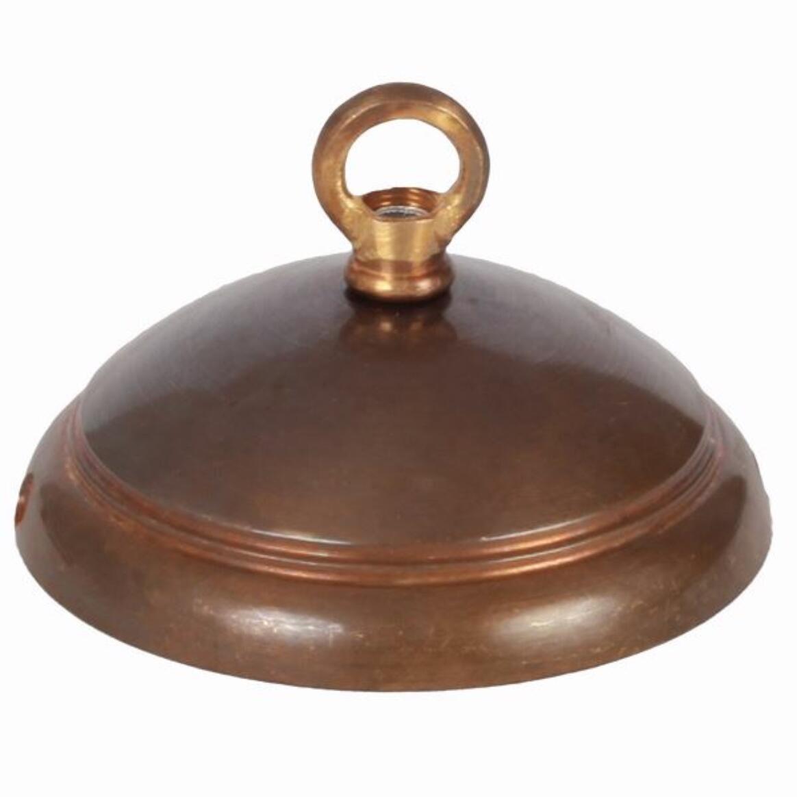 Brass ceiling rose light fitting, dome with closed hook main product image