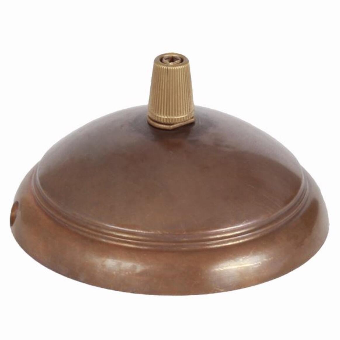 Brass ceiling rose light fitting, dome with cord grip main product image
