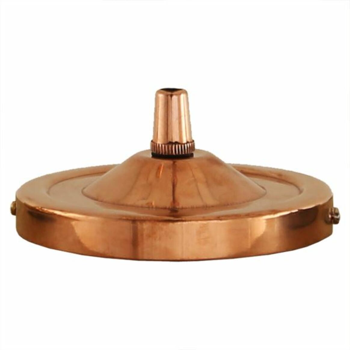 Brass ceiling rose light fitting, flat round with cord grip main product image