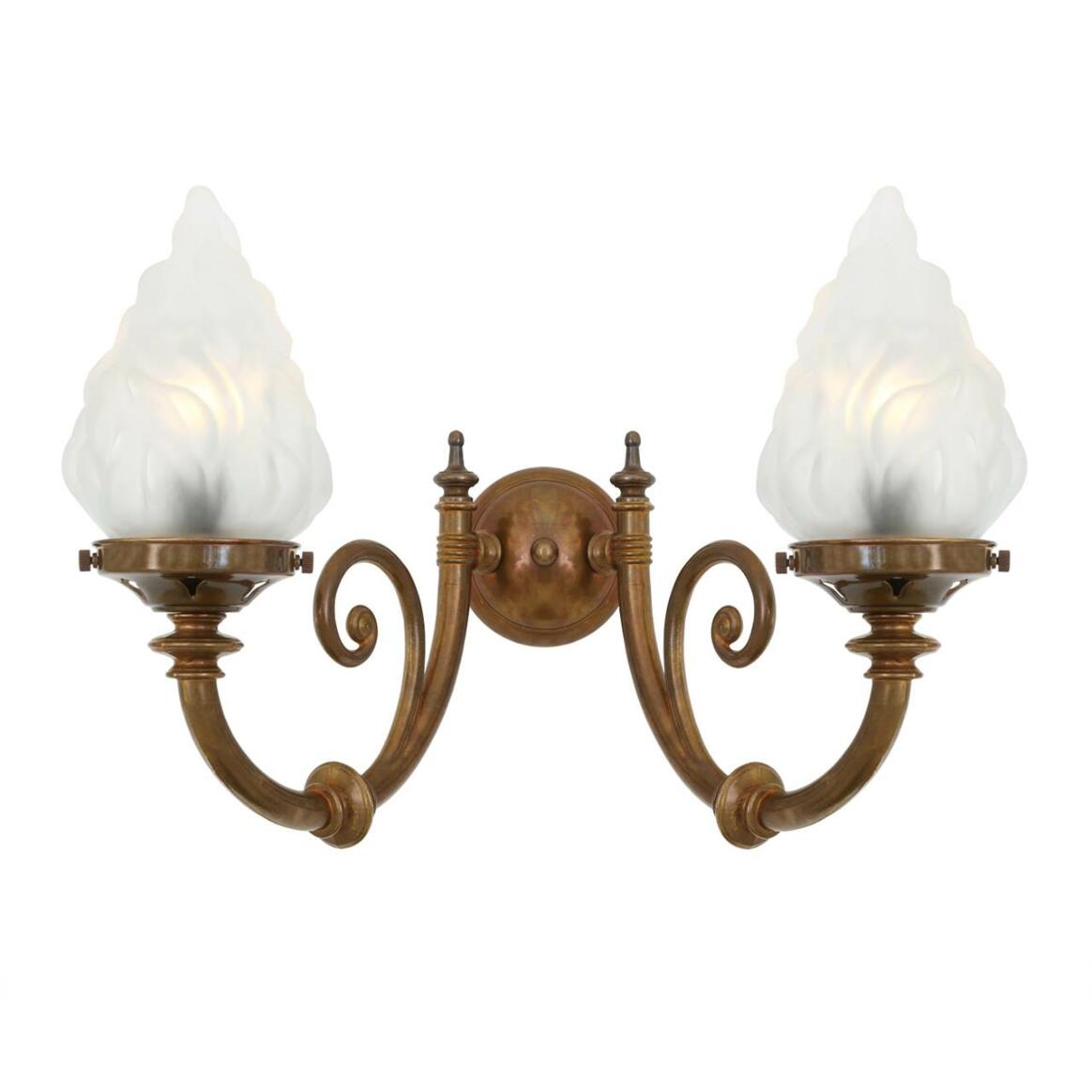 Darwin Two-Arm Traditional Wall Light with Flame Glass Lamp Shades main product image