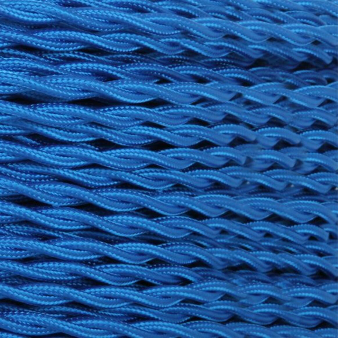 Electric Blue Fabric Braided Cable, 2 Core Twisted main product image