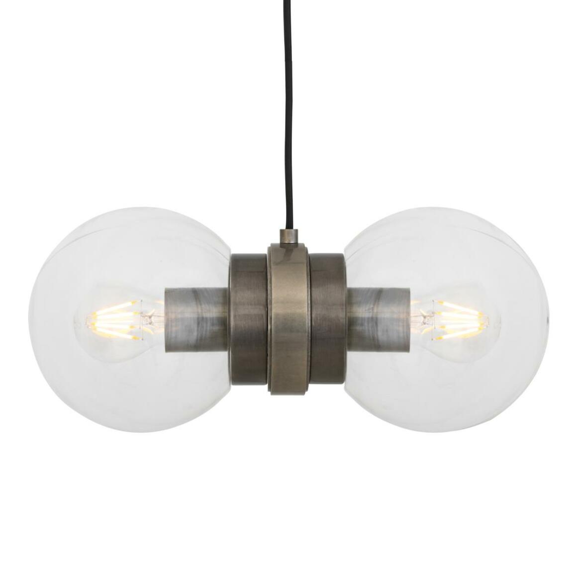 Suspension Eske avec double globe en verre transparent ou opale main product image