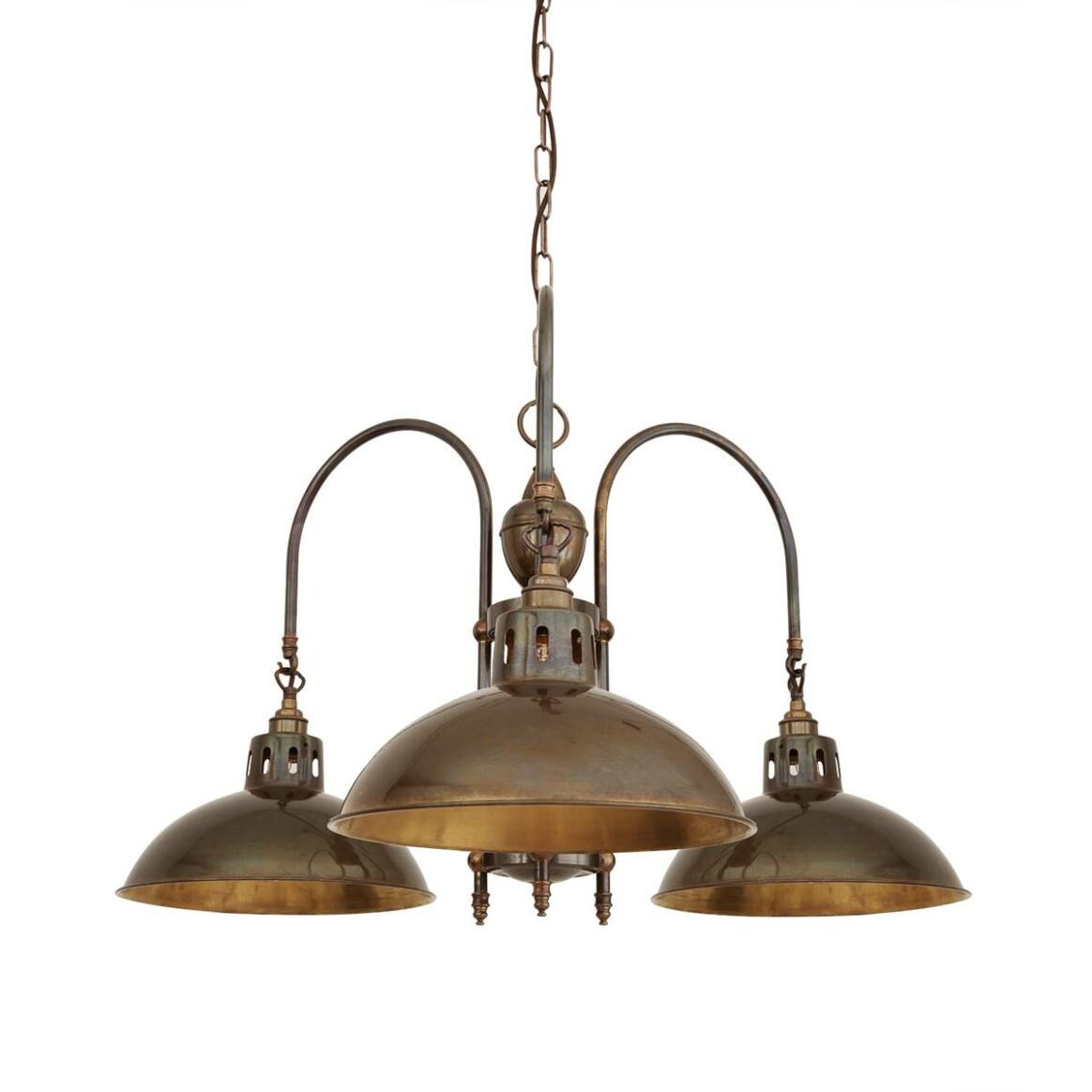 Goiania Industrial Brass Chandelier, Three-Arm main product image