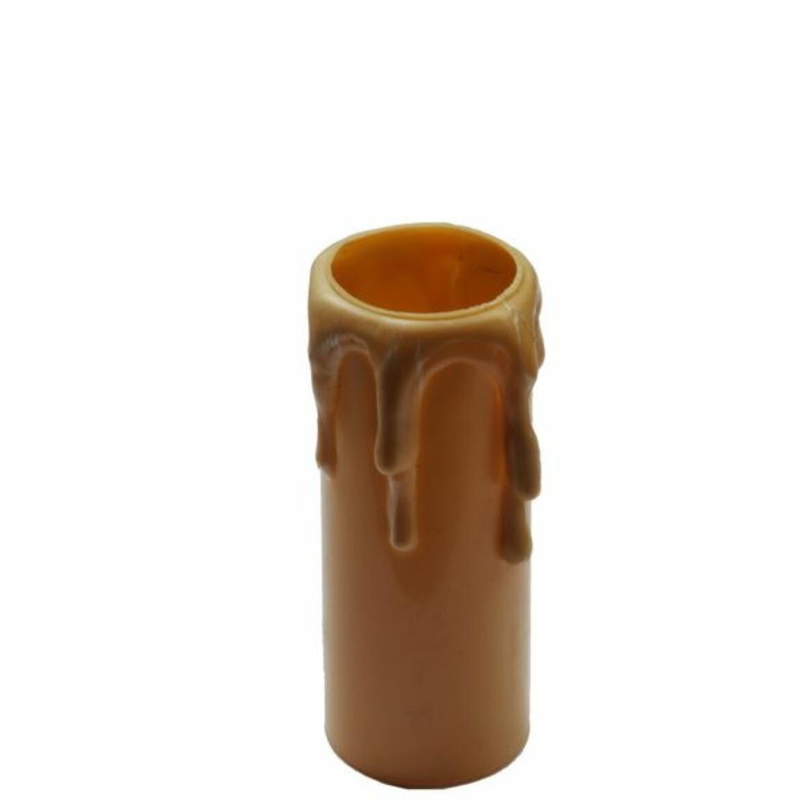 Petit tube de bougie en plastique de 7cm de couleur or avec gouttes de cire main product image