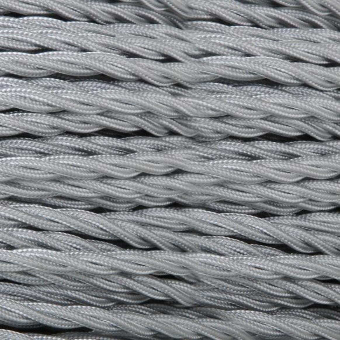Grey Fabric Braided Cable, 3 Core Twisted main product image