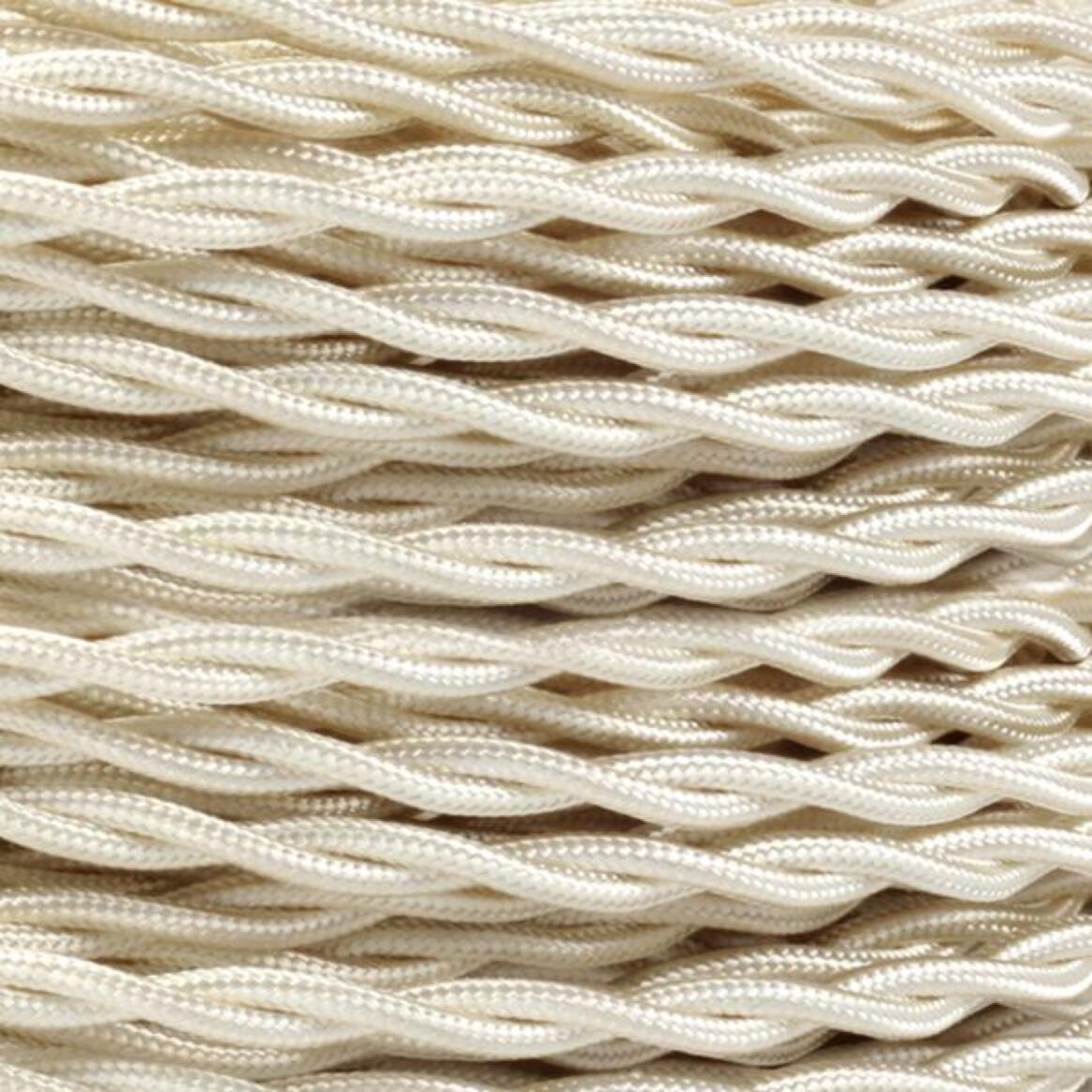 Ivory Fabric Braided Cable, 2 Core Twisted main product image