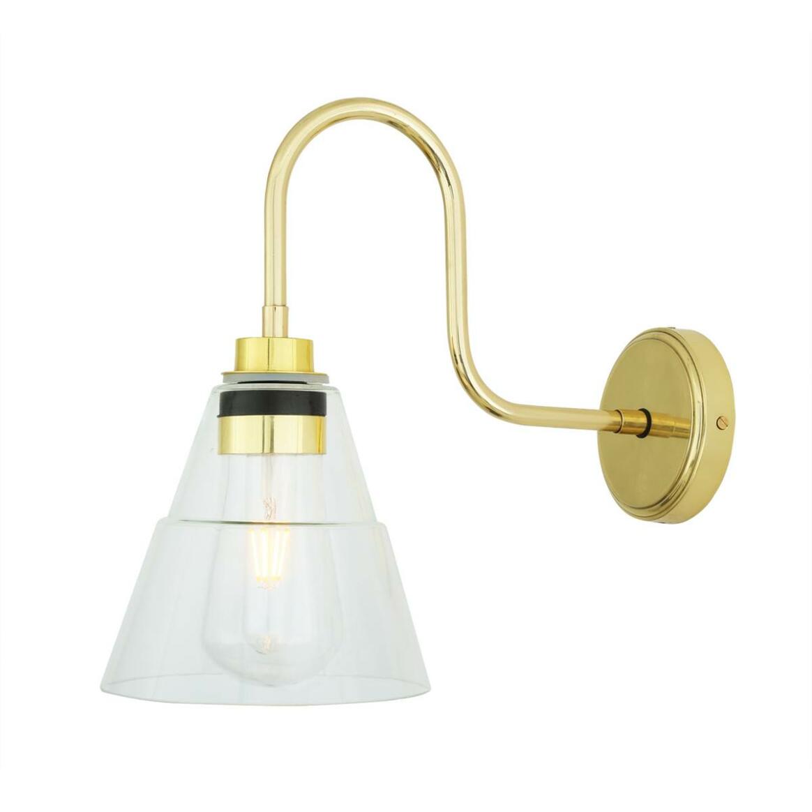 Kairi Glass Swan Neck Wall Light IP65 main product image