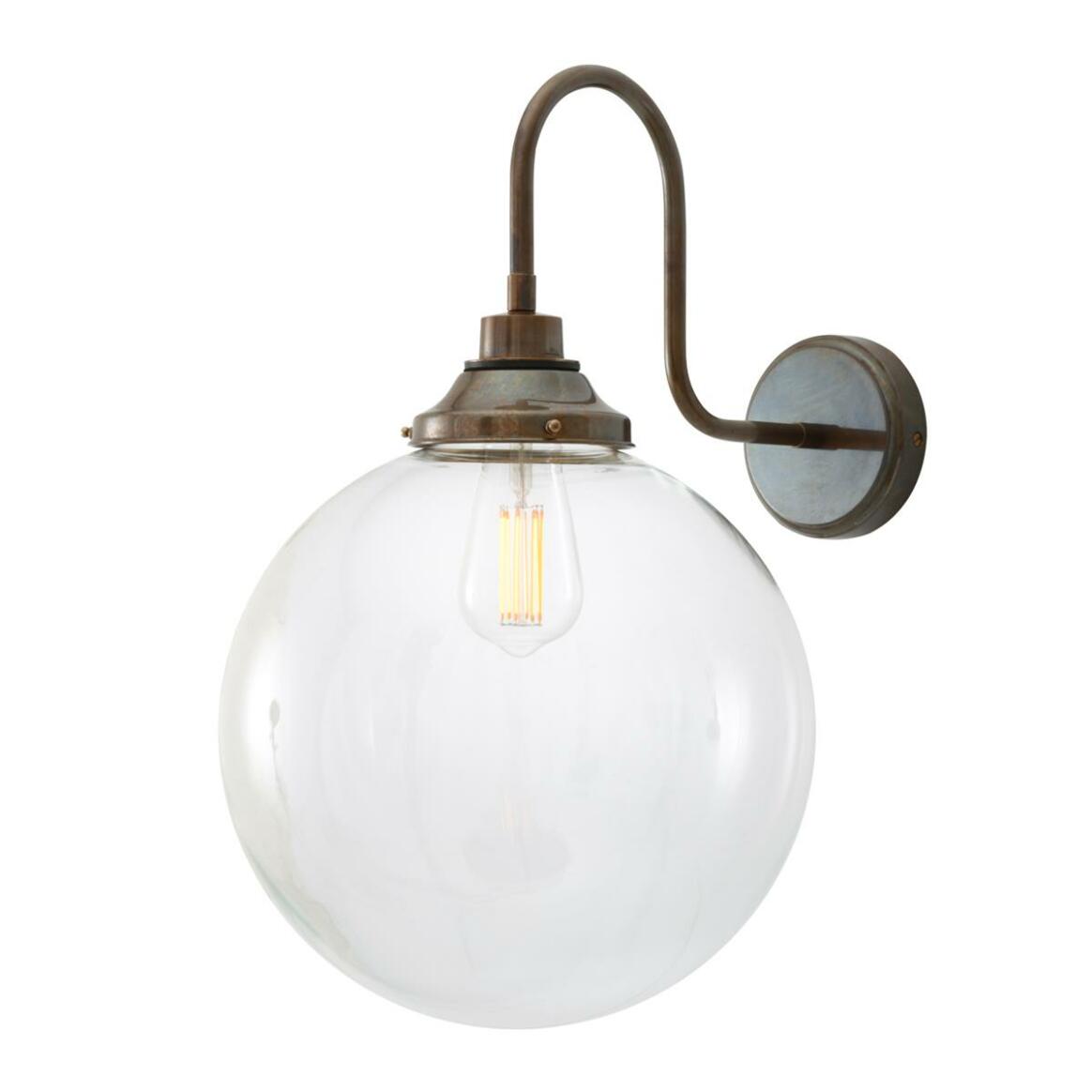 Laguna Clear Globe Swan Neck Wall Sconce 11.75" IP44 main product image