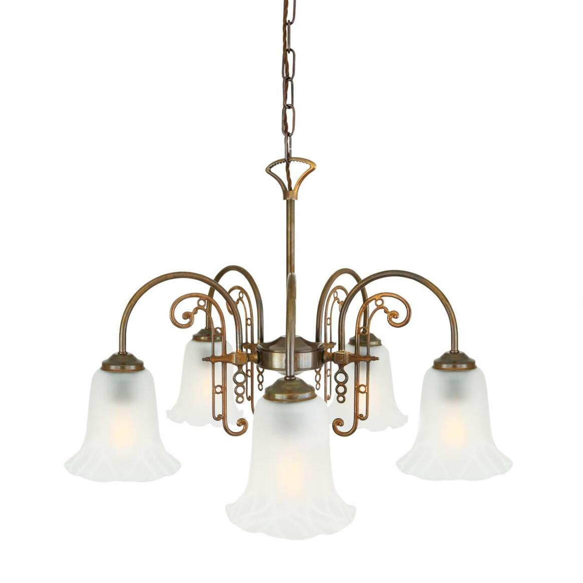 Medan Traditional Brass / Glass Chandelier, Five-Arm main product image
