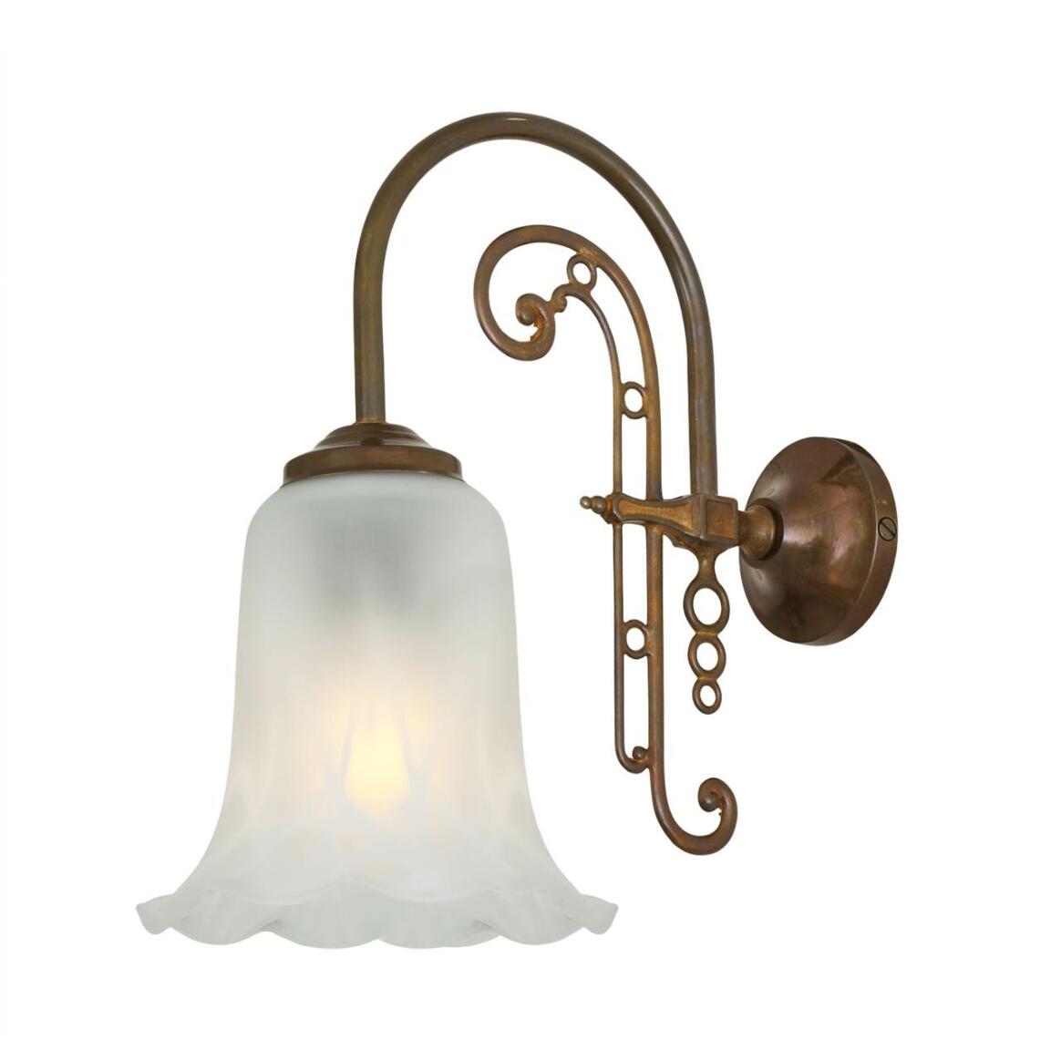 Medan Ornate Brass Wall Sconce with Opal Etched Glass Shade main product image