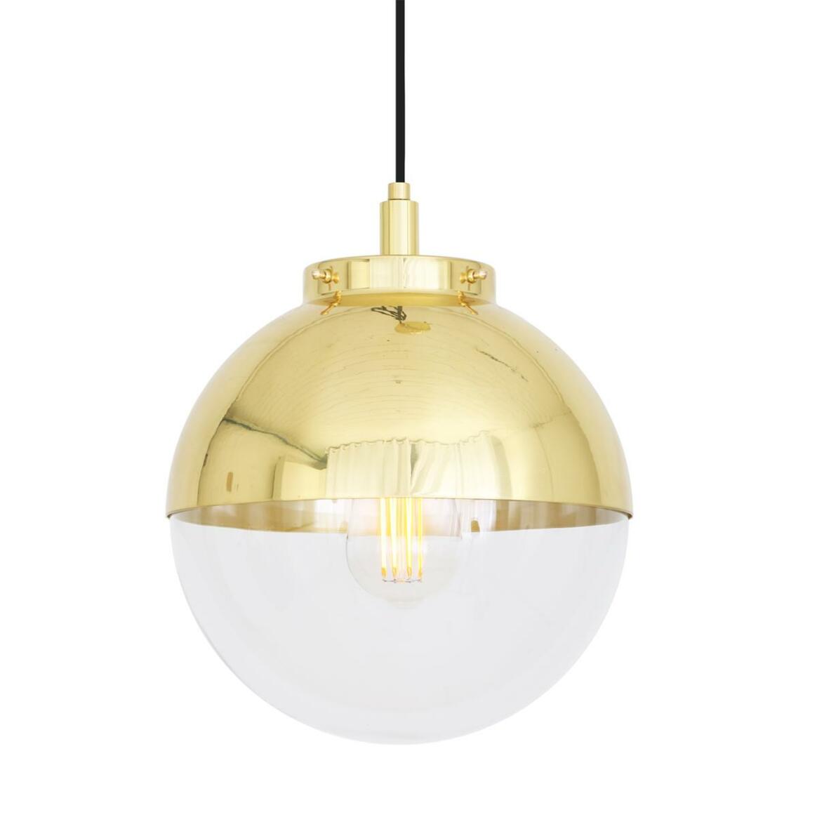 Mica Brass / Glass Dome Pendant Light IP44 main product image