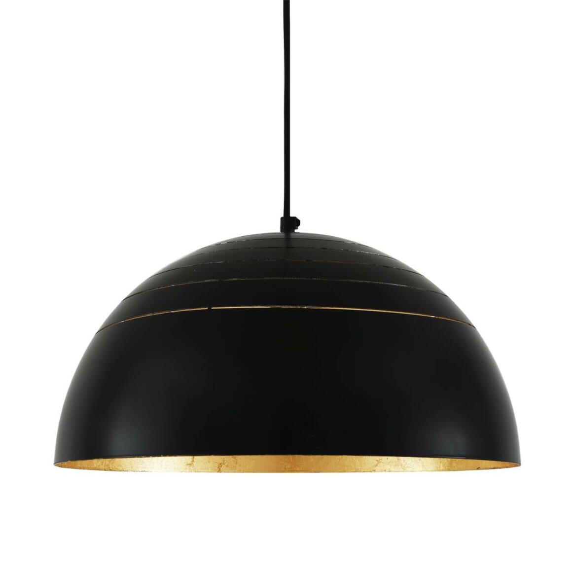 Midas Black Dome Gold Leaf Pendant Light 15.7" main product image