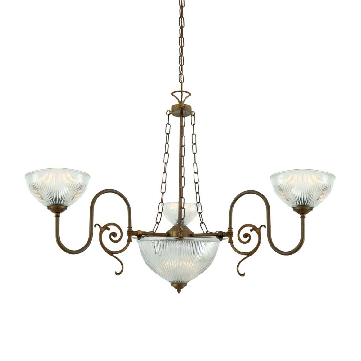 Padang Traditional Brass / Glass Chandelier, Three-Arm main product image