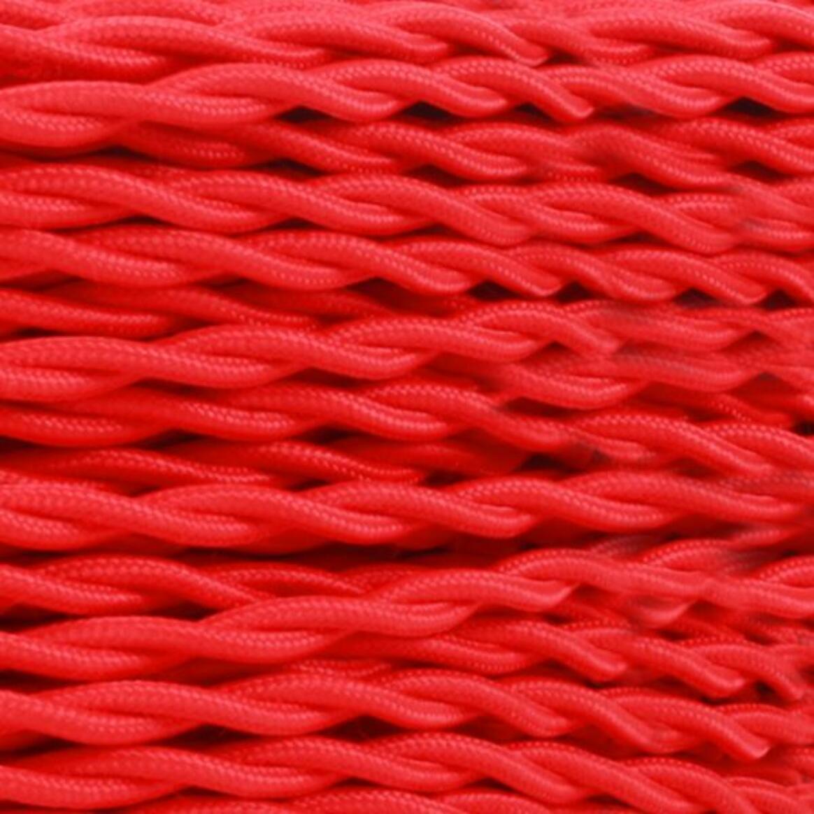 Red Fabric Braided Cable, 2 Core Twisted main product image