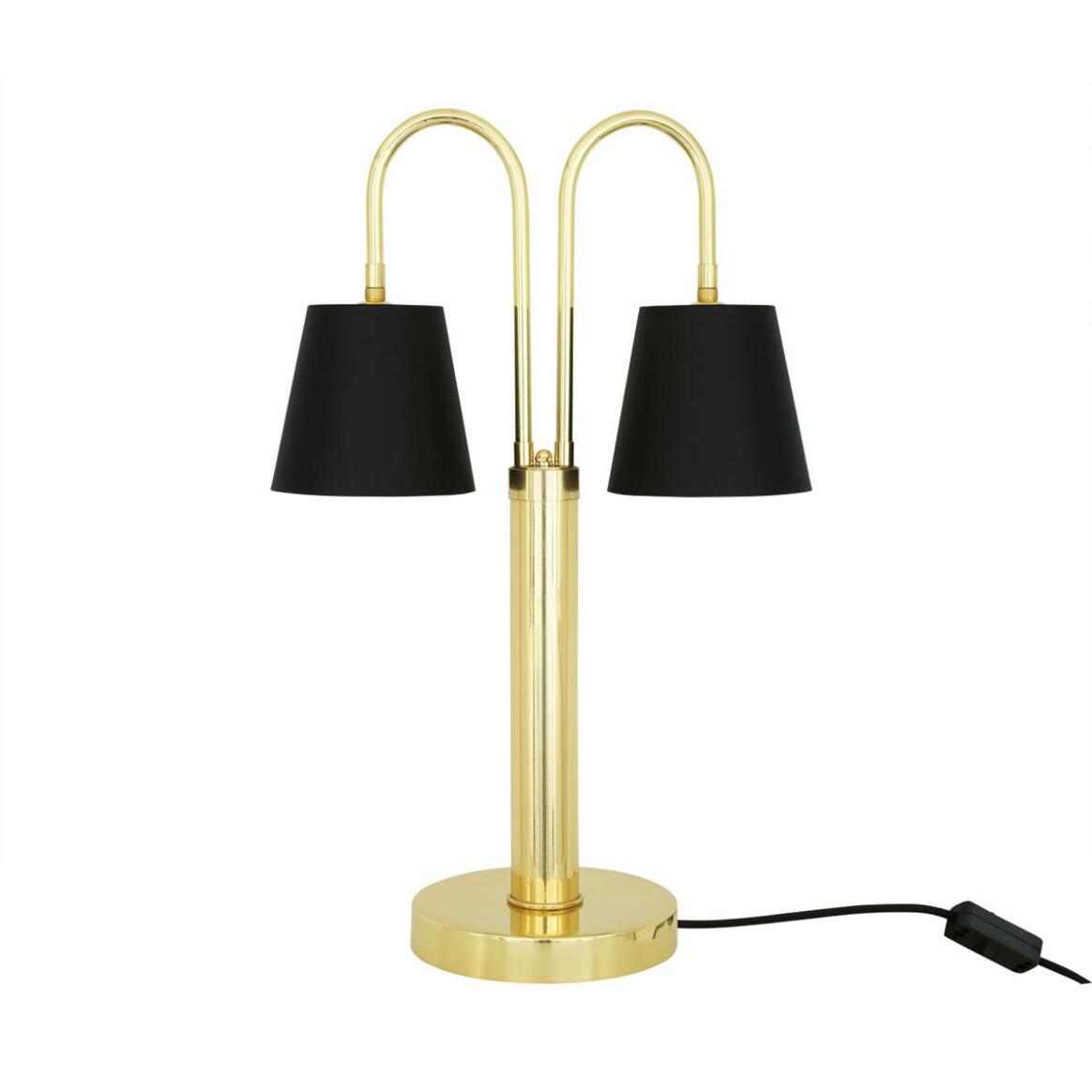 Lampe de table Uppsala à deux bras en laiton avec abat-jour en tissu main product image