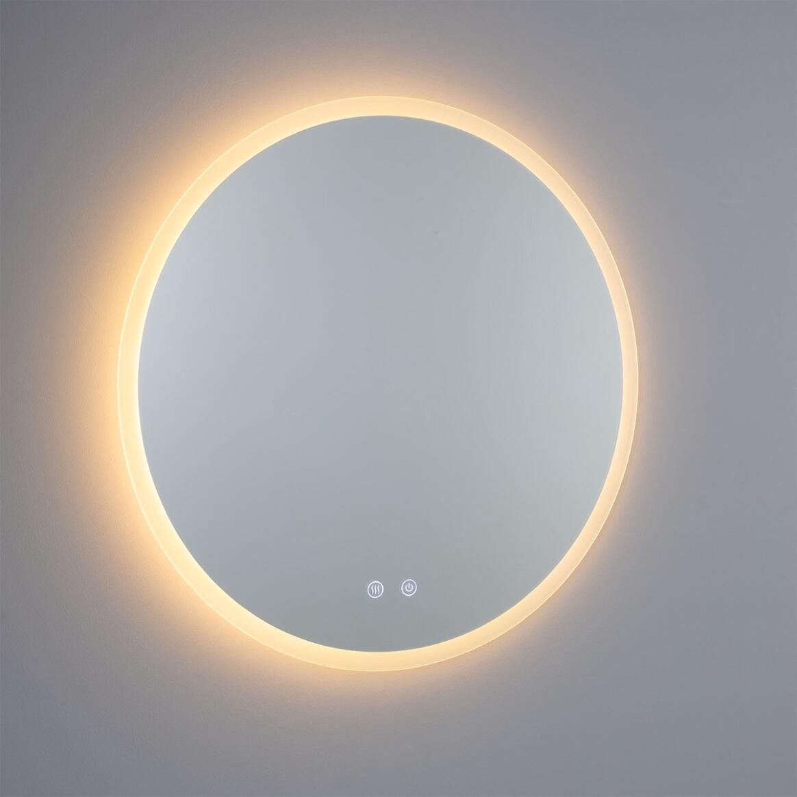 Miroir De Salle De Bain LED Rond éclairé - Diamètre 50/60cm - Style Moderne Argenté - Neuf