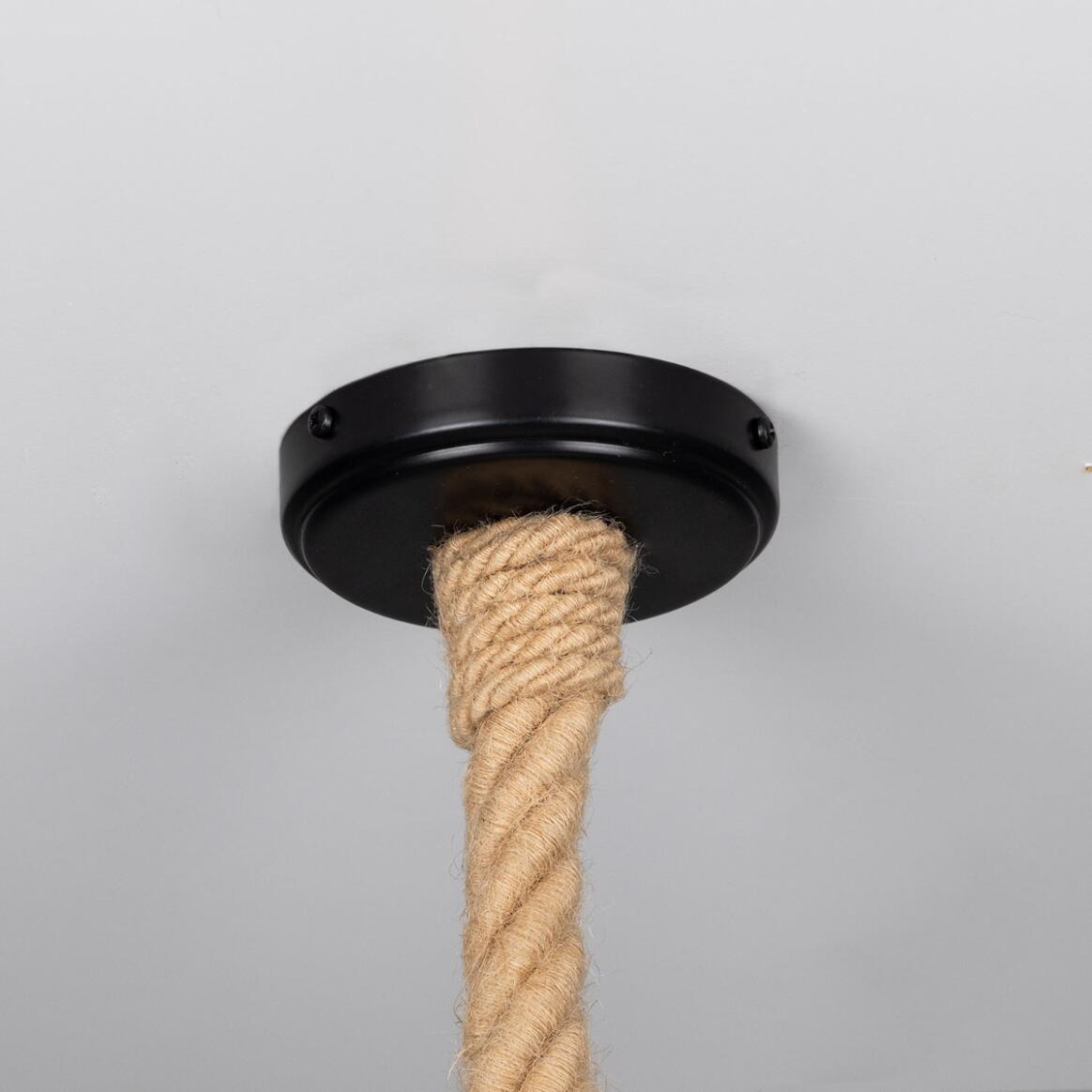 Naxos Jute Rope Pendant Light with Vintage Brass Shade 14.5
