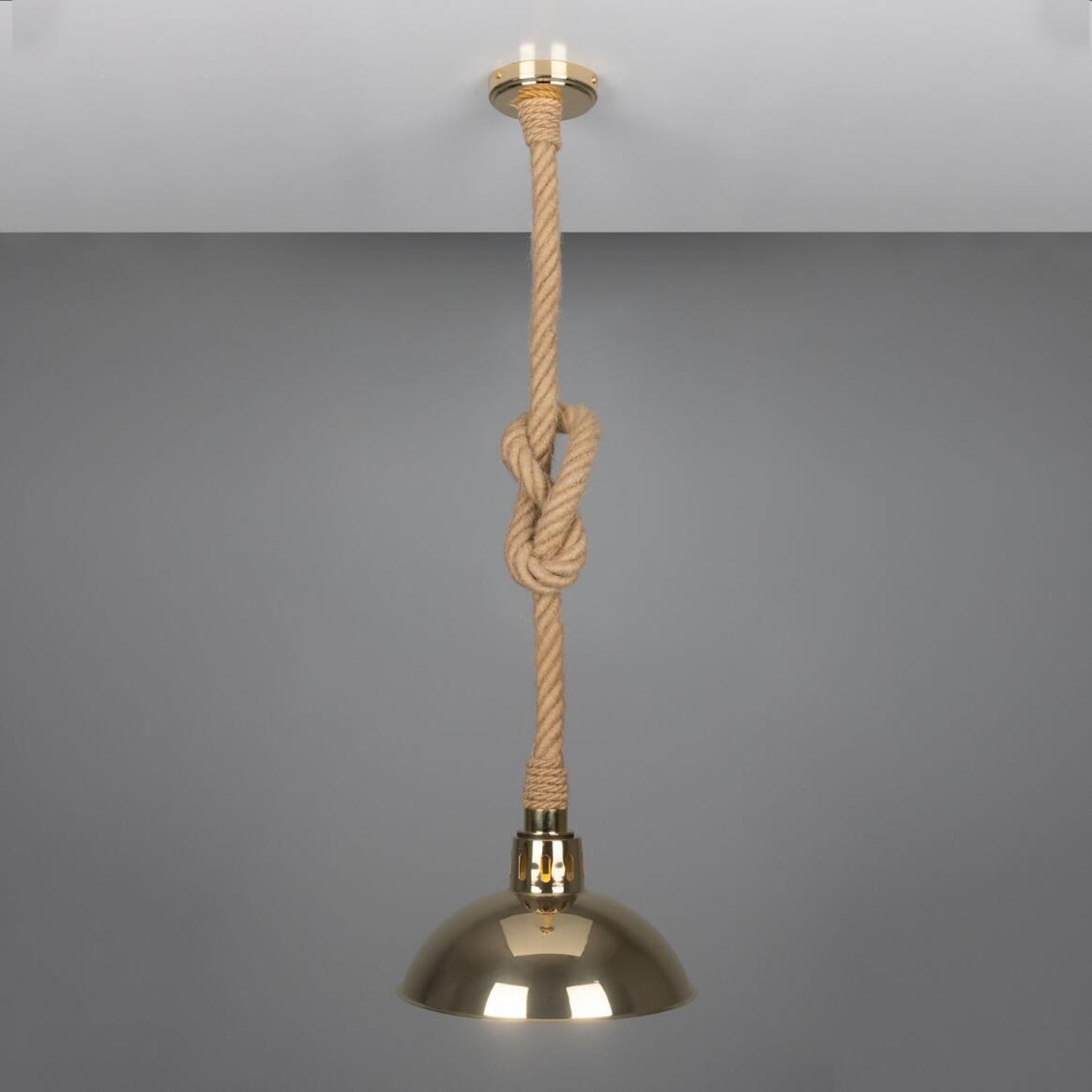 Tahiti Jute Rope Pendant Light with Vintage Brass Shade 11.8