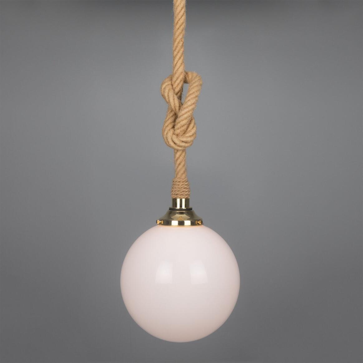 Suspension Azores en corde de jute avec globe en verre opale 30cm IP44 main product image