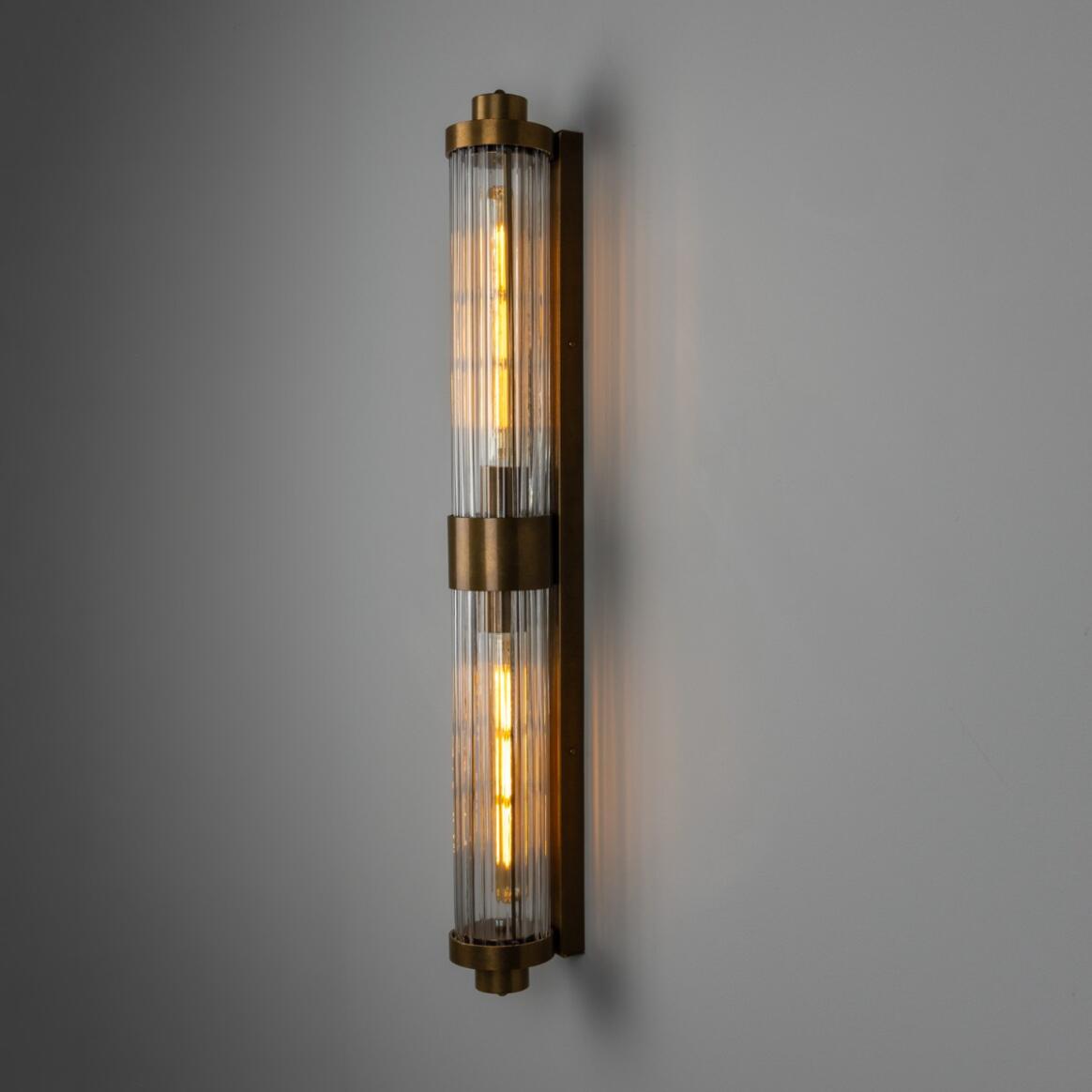 Double Louise Clear Glass Bathroom Wall Sconce 35" IP44 main product image