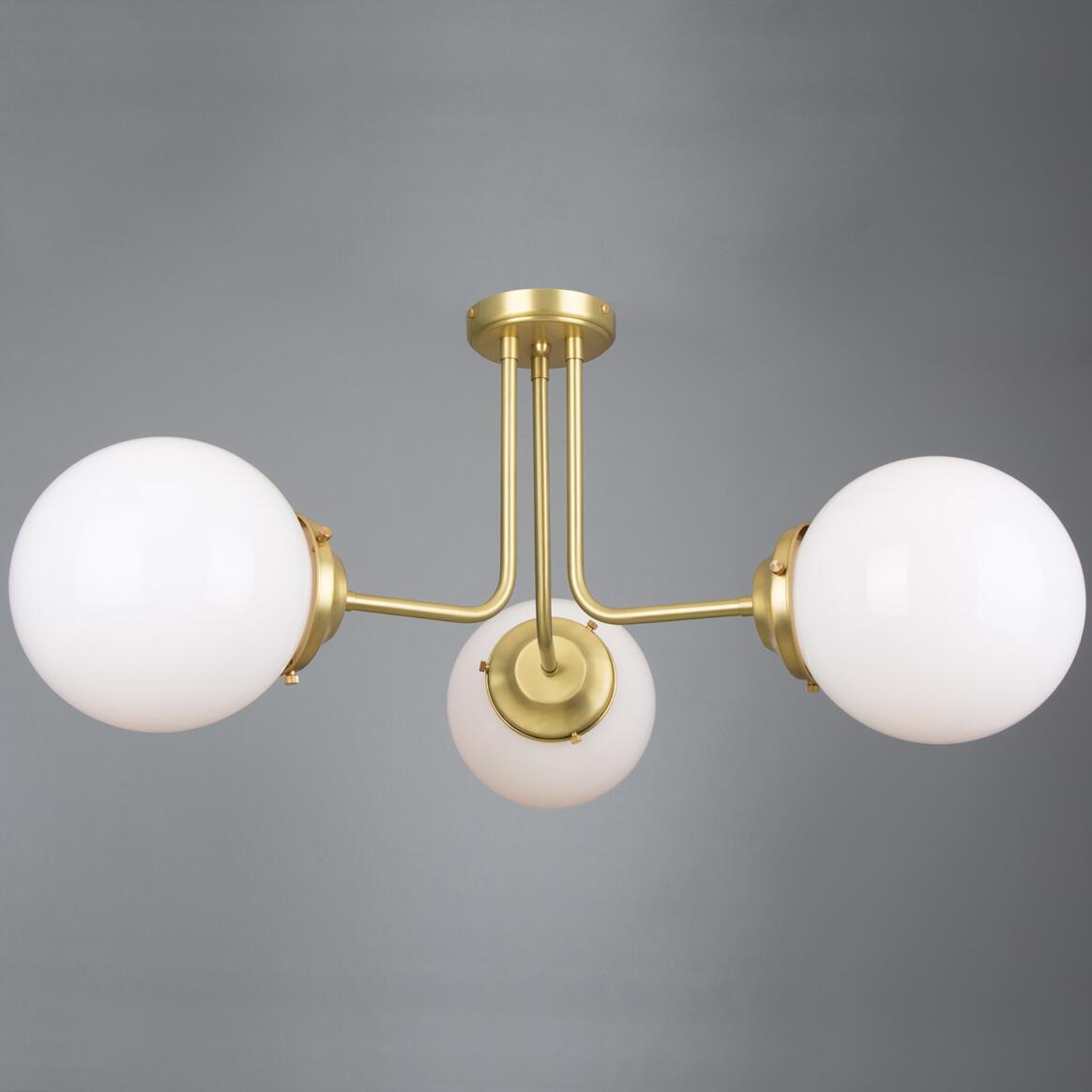 Hayes Flush Glass Globe Chandelier, Three-Arm main product image