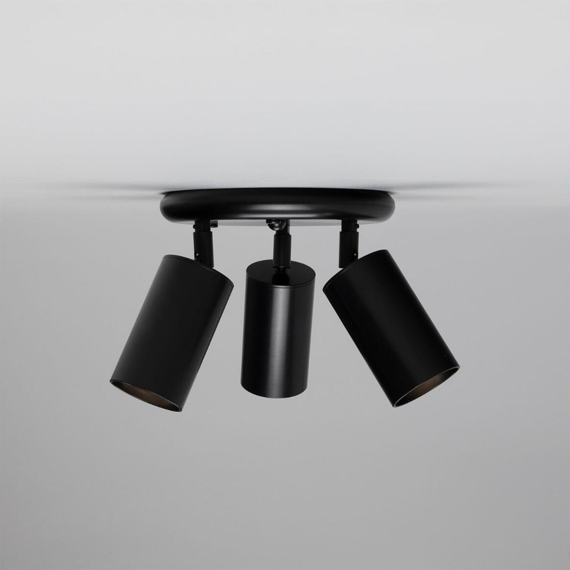 Lámpara De Techo Ajustable De 3 Luces GU10 LED - Color Negro, Estilo Moderno, Eficiencia A++, IP20