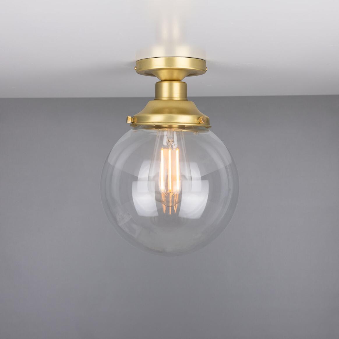 Riad Clear Glass Globe Flush Ceiling Light 7.9" main product image