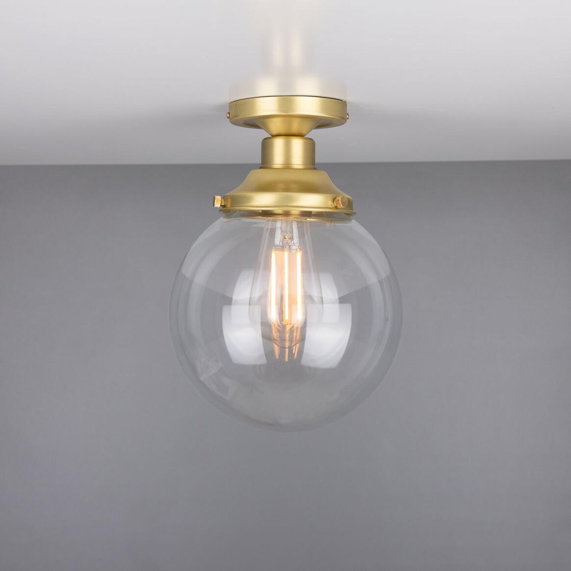 Plafonnier Riad en forme de globe en verre transparent 20cm, semi-encastré main product image