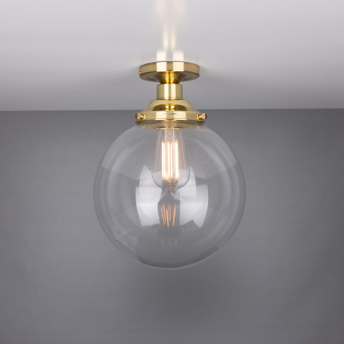 Riad Clear Glass Globe Flush Ceiling Light 9.8" main product image