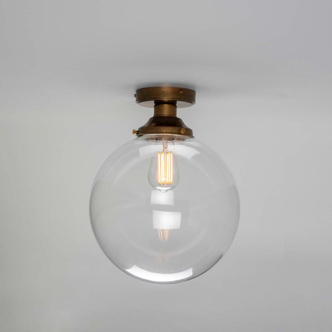 Riad Clear Glass Globe Flush Ceiling Light 11.75" IP20 main product image